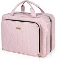 Pink Toiletry Bag Travel with Hanging Hook, Water-resistant Cosmetic Makeup Bag Organizer for Shampoo, Full Sized Container, ...