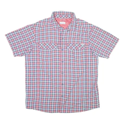 COLUMBIA Mens Shirt Red Nylon Check L