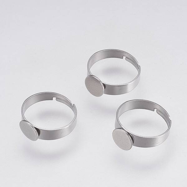 Tarnish Resistant Adjustable 304 Stainless Steel Pad Ring Settings