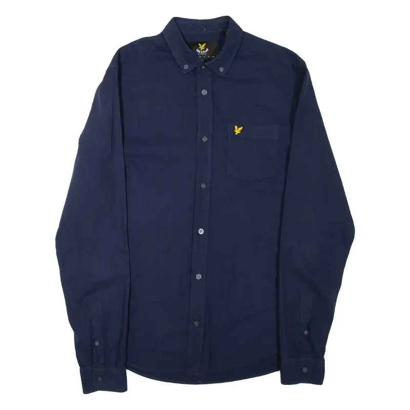 LYLE & SCOTT Mens Plain Shirt Blue Long Sleeve S