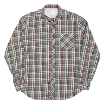 BEN SHERMAN Mens Shirt Green Check Long Sleeve XL