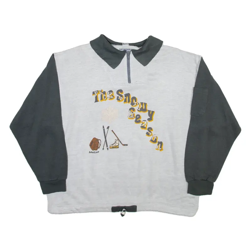 EXPLORATION TEAM The Snowy Season Mens Sweatshirt Grey 1/4 Zip S