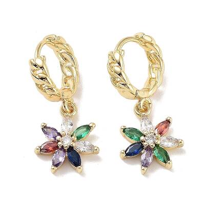 Real 18K Gold Plated Brass Dangle Hoop Earrings