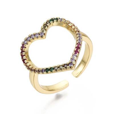Brass Micro Pave Cubic Zirconia Cuff Rings