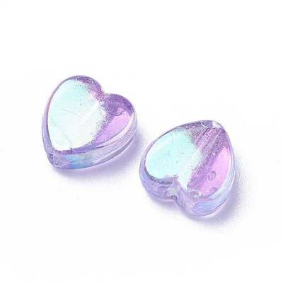 Plum AB color Plated Acrylic Heart Beads
