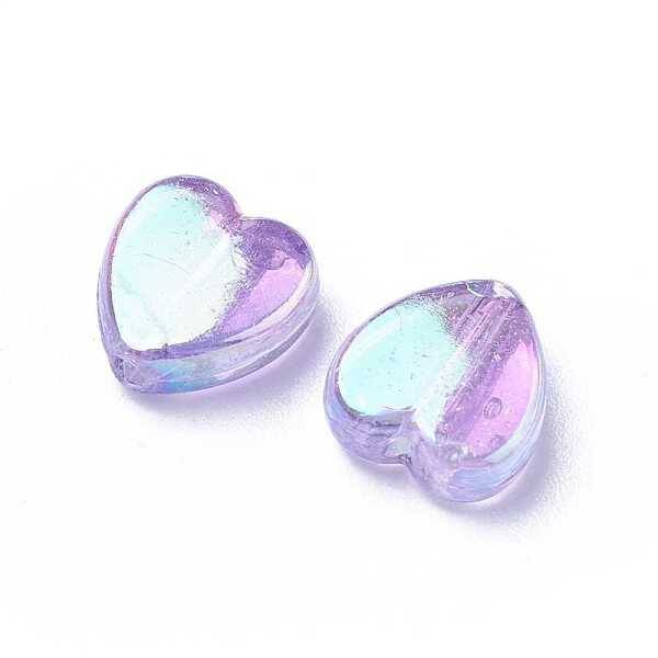 Plum AB color Plated Acrylic Heart Beads