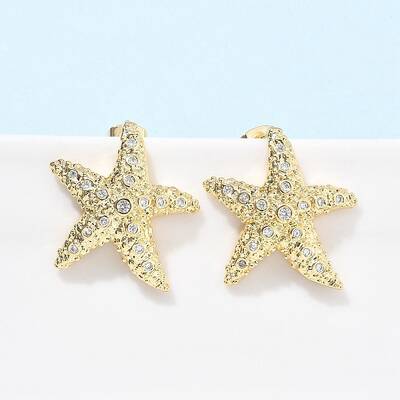 Brass Clear Cubic Zirconia Stud Earrings
