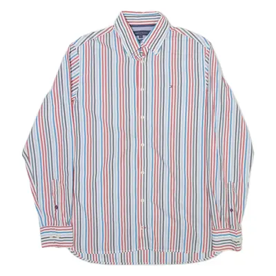 TOMMY HILFIGER Mens Shirt Blue Striped Long Sleeve S