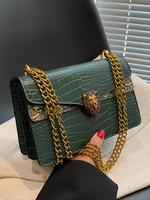 Women's Elegant Crocodile Embossed Crossbody Bag, Stylish Crossbody Bag, Fashion Lion Head Decor Shoulder Bag for Daily Used,...