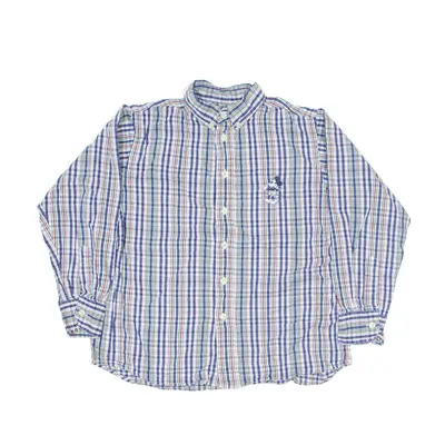 DISNEY Donaldson Shirt Blue 90s Check Long Sleeve Boys 8 Years