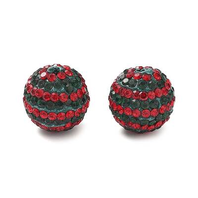 Christmas Theme Stripe Pattern Polymer Clay Rhinestone Beads