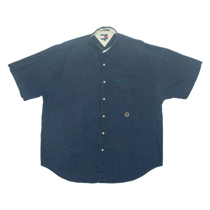 TOMMY HILFIGER Mens Plain Shirt Blue M