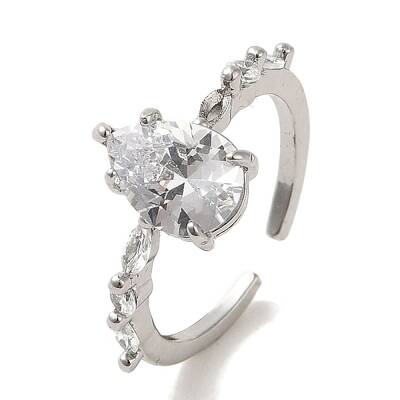 Brass Micro Pave Cubic Zirconia Solitaire Rings for Women