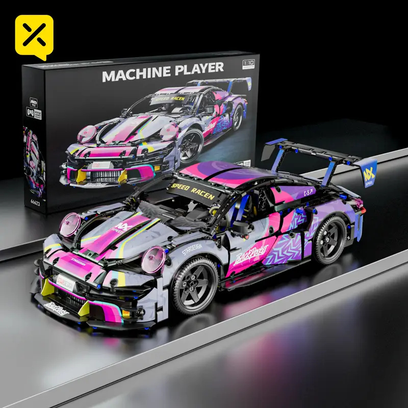 【1:10】911 Colorful Building Blocks Assembly Race Car Science and Education Toy for Children with 1:10 Static Version