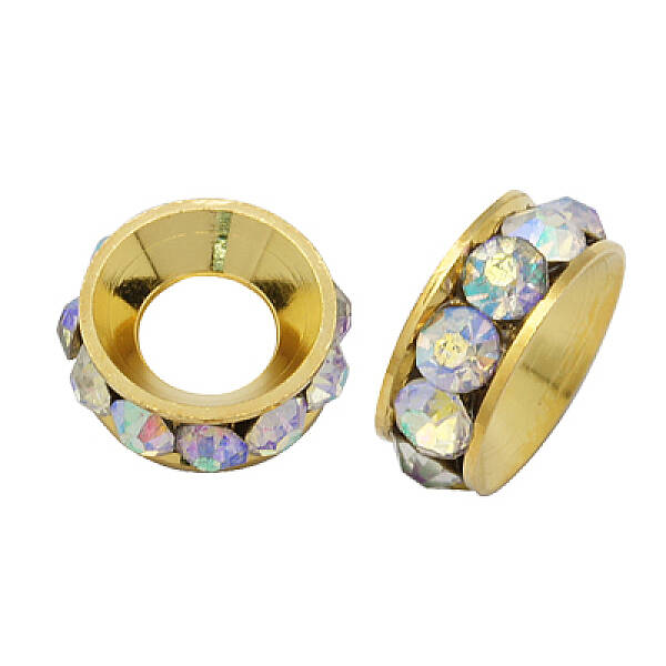 Brass Rhinestone Spacer Beads