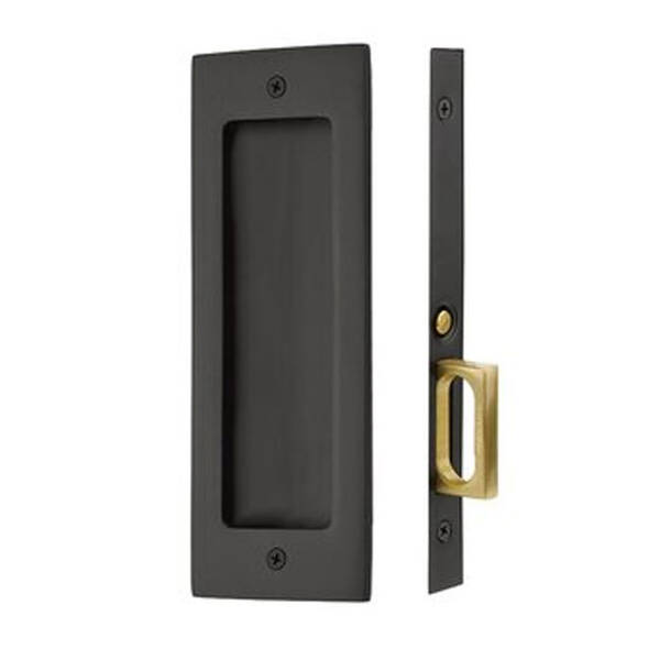 Emtek Modern Rectangular Pocket Door Mortise Lock Passage, 2-7/8 X 7-1/4, For 1-3/4 Thickness, Flat, Matte Black
