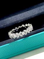 S925 Sterling Silver Four Leaf Horse Eye Splicing Zircon Ring, 1 Count Fashion Light Luxury Ring for Women, Fine Jewelry Gift...