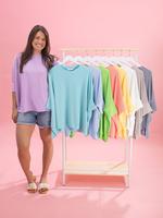 Raised Rib Easy-Fit Dolman 3/4 Sleeve Top by DD Design | Reg - Plus