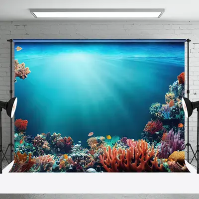 Blue Sea Colorful Coral Natural Scenery Backdrop - Aperturee