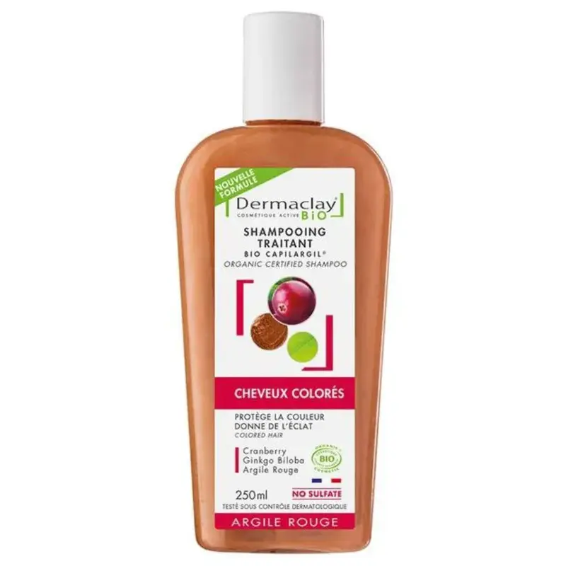 Dermaclay Organic Hair Treatment Shampoo Red Clay Colors 250ml