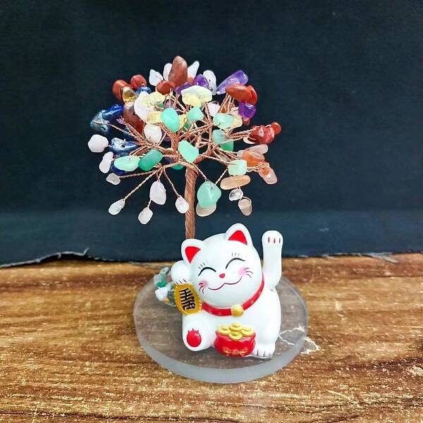 Natural Gemstone Chips Tree of Life Decorations