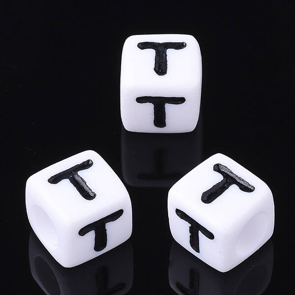 Acrylic Horizontal Hole Letter Beads