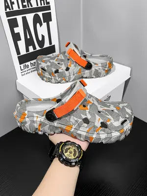 Men's Random Pattern Clogs, Casual Comfortable Breathable Clogs, Fashionable Shoes for Outdoor Beach Vacation