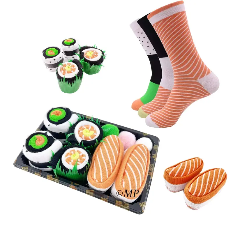 Sushi Socks Gift Set – 3 Pairs of Fun Comfy Socks for Men & Women Great for Gag Thanksgiving Christmas Gifts