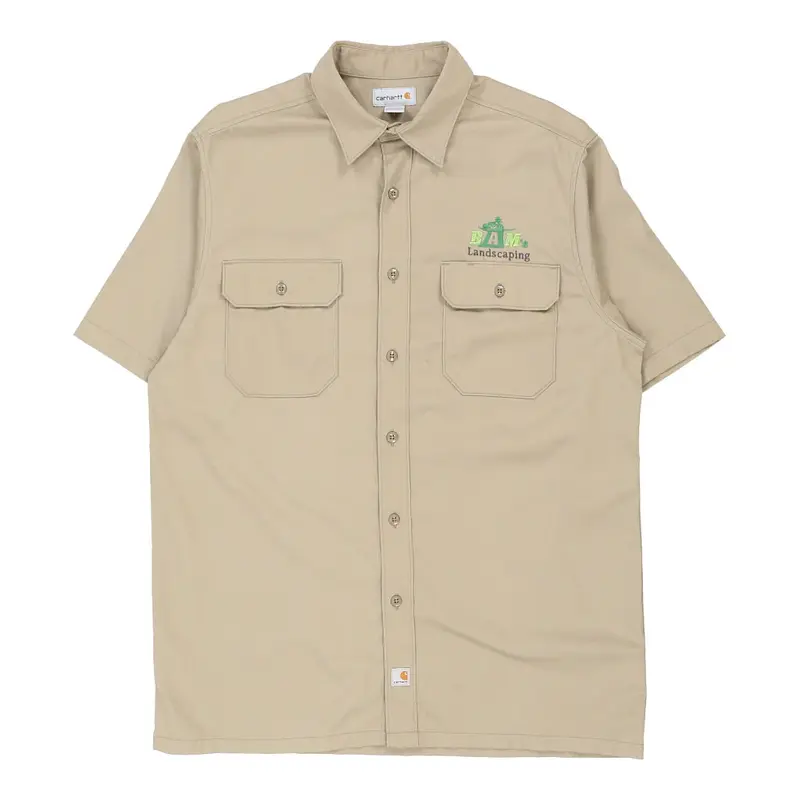 Carhartt Short Sleeve Shirt - Large Beige Polyester