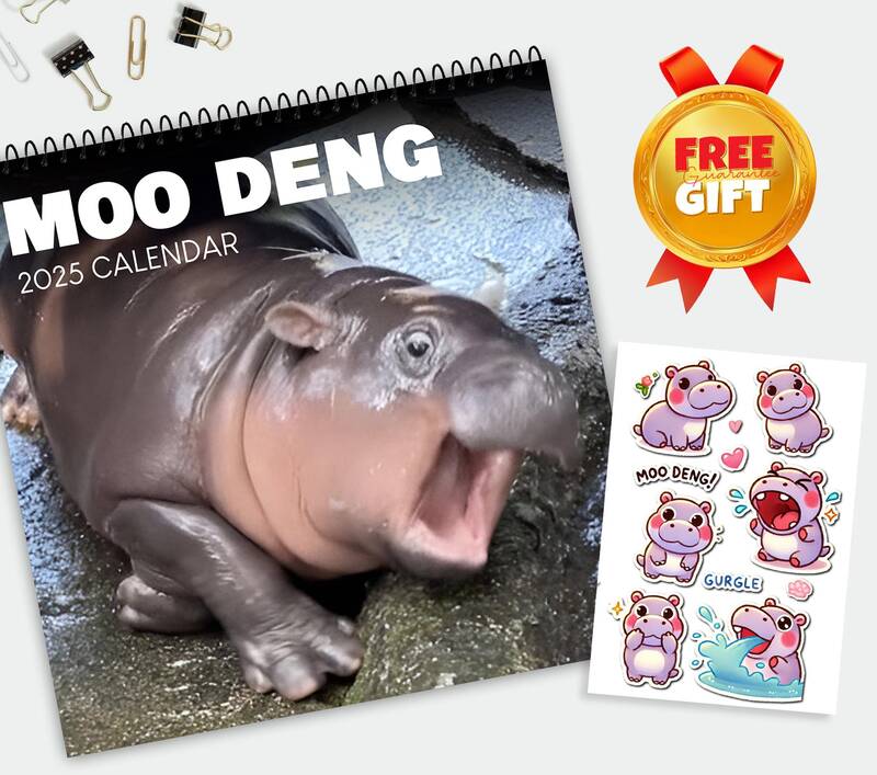 Moo Deng Calendar 2025 (sticker Not Included) | Moodeng 2025 Calendar | Funny Moodeng Calendar