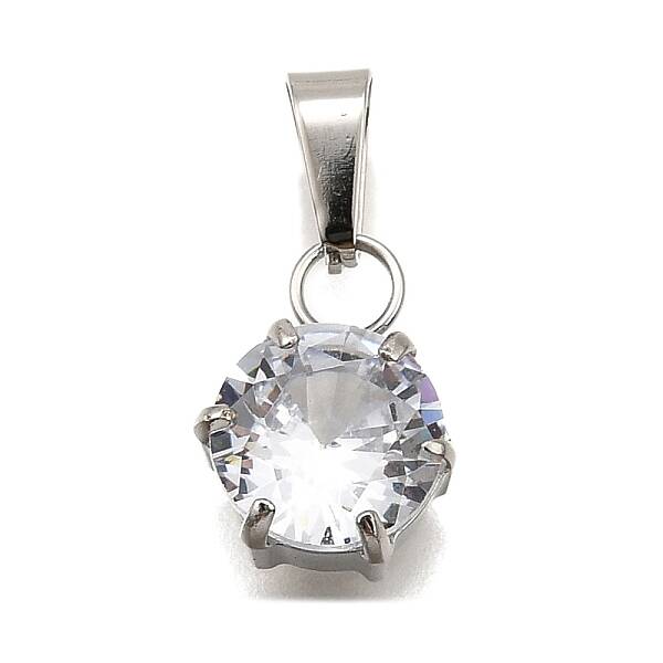 304 Stainless Steel Pave Cubic Zirconia Pendants