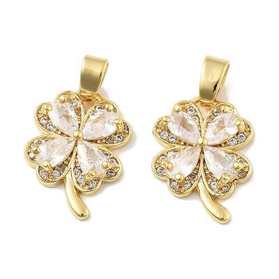 Clover Brass Micro Pave Cubic Zirconia Pendants