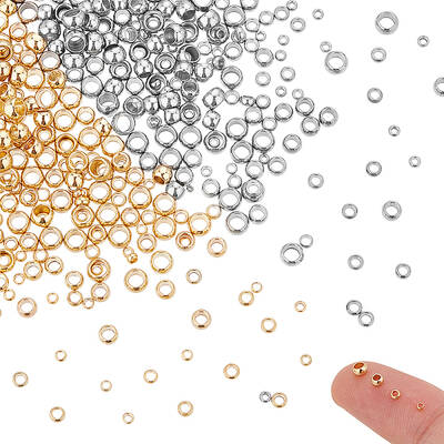 UNICRAFTALE 4 Sizes about 400pcs Round Crimp Beads 1-3mm Stainless Steel Beads 2 Colors Metal Bead Loose Beads for Jewelry DI...