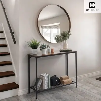 CAPHAUS 2-Tier Sofa Table w/ Storage Shelf for Living Room, Console Table w/ Shelves for Entryway, Kitchen, Balcony, Entrance...