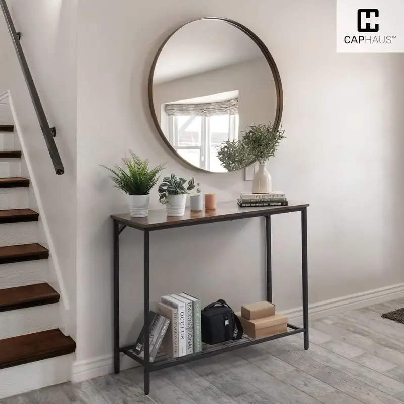 CAPHAUS 2-Tier Sofa Table w/ Storage Shelf for Living Room, Console Table w/ Shelves for Entryway, Kitchen, Balcony, Entrance...