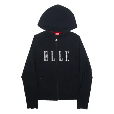 ELLE SPORT Womens Black Hoodie Full Zip UK 12