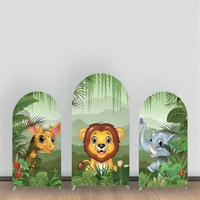 Mountain Safari Animals Birthday Arch Backdrop Kit - Aperturee