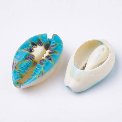 Printed Cowrie Shell Beads