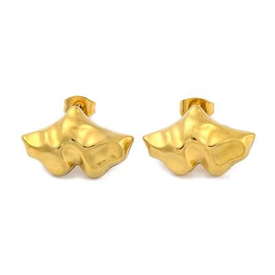 Leaf Ion Plating(IP) 304 Stainless Steel Stud Earrings