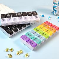 14-grid Pill Storage Box, 1 Count Compact Portable Weekly Pill Organizer, Dustproof Pill Storage Box for Home Office Travel, ...