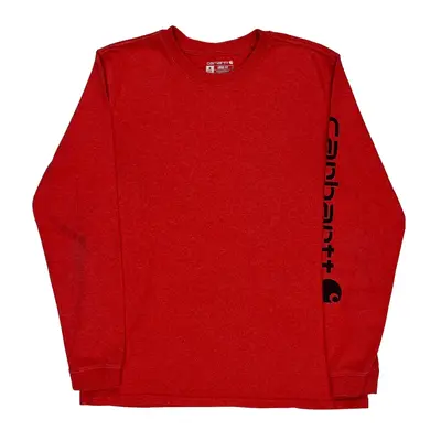 Carhartt Long Sleeve T-Shirt - Medium Red Cotton Blend