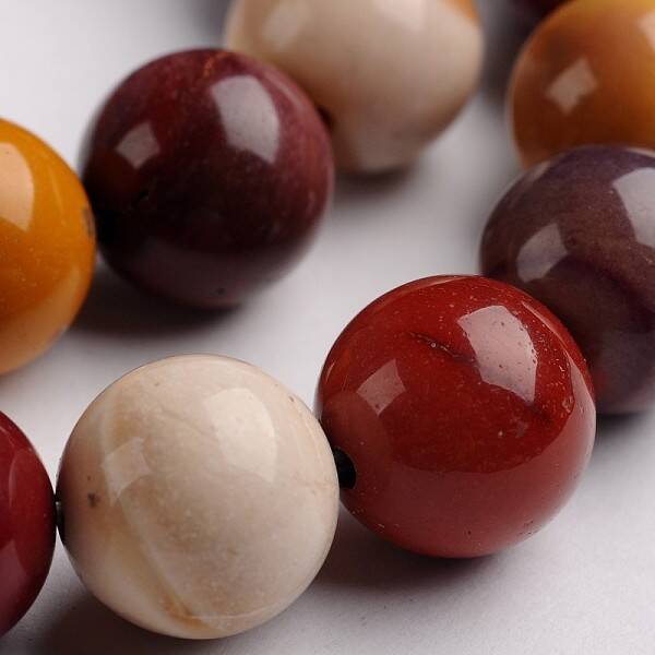 Round Natural Mookaite Gemstone Bead Strands