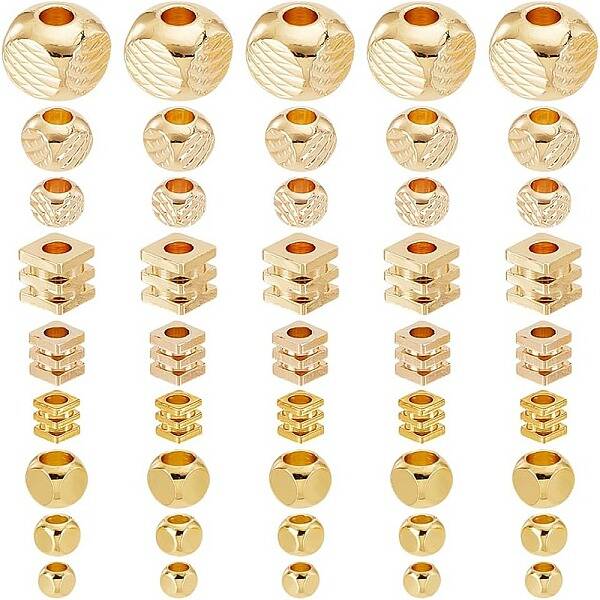 160Pcs 9 Styles Brass Spacer Beads