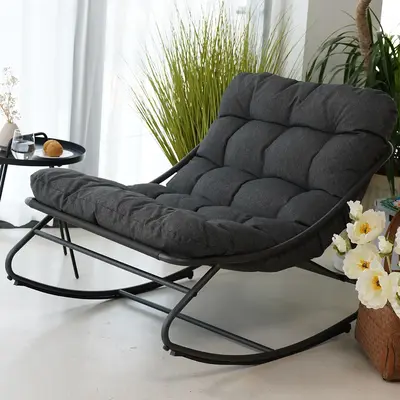 GRAND PATIO Indoor & Outdoor Rocking Chair with Thicken Dark Grey Cushion for Patio, Porch, Garden Modern Design