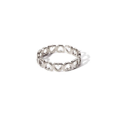 Stainless Steel Hollow Heart Couple Rings Non-fading Jewelry Women