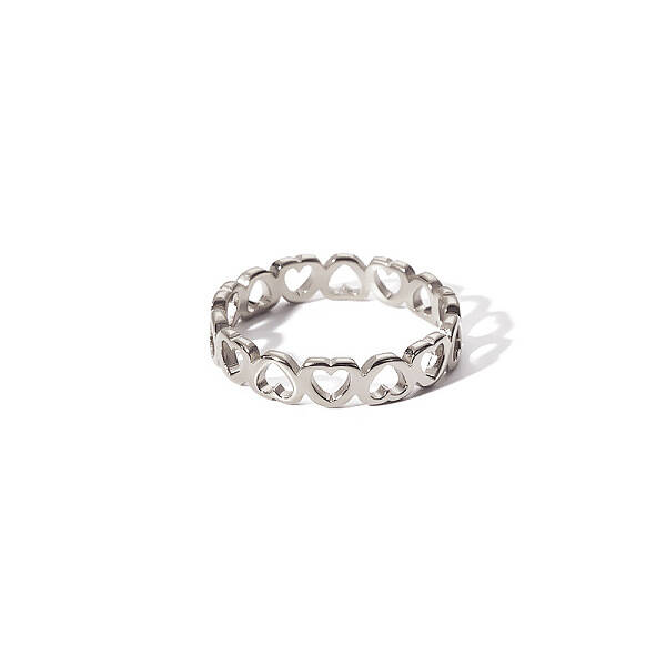 Stainless Steel Hollow Heart Couple Rings Non-fading Jewelry Women