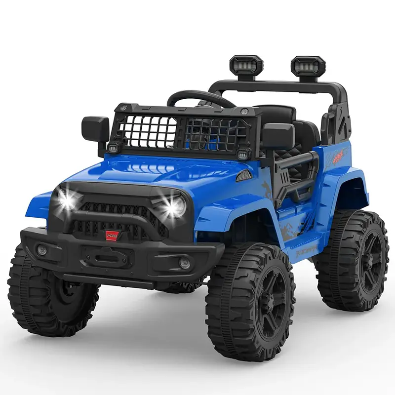 Garvee Ride P Series 12V Kids Electric Vehicles with Remote Control Spring Suspension, LED Lights, Bluetooth, 2 Speeds - Blue