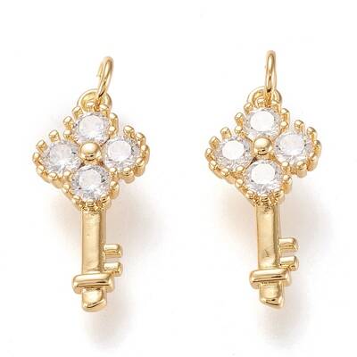 Brass Micro Pave Clear Cubic Zirconia Pendants