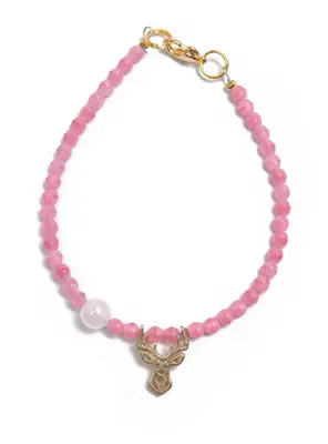 Deers Mini Bracciale Con Perline Rosa E Quarzo Rosa