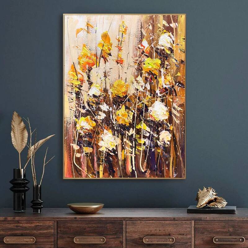 Original Abstract Floral Paintings On Canvas Creative Textured Painting Hand Painted Art Contemporary Art Flowers Painting | ...